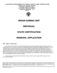 Form DPSSP0093 Gaming Employee State Certification Renewal Application - Louisiana