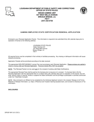 Form DPSSP0093 Gaming Employee State Certification Renewal Application - Louisiana, Page 2