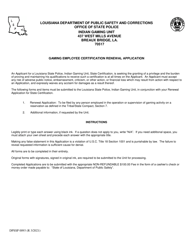 Form DPSSP0093 Gaming Employee State Certification Renewal Application - Louisiana, Page 3