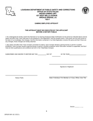 Form DPSSP0093 Gaming Employee State Certification Renewal Application - Louisiana, Page 8