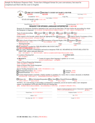 Document preview: Form CC-DC-041-BLC Request for Spoken Language Interpreter - Maryland (English/Chinese)