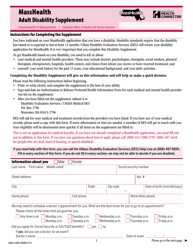 Document preview: Form MADS-A-MR-COMBO Adult Disability Supplement - Massachusetts