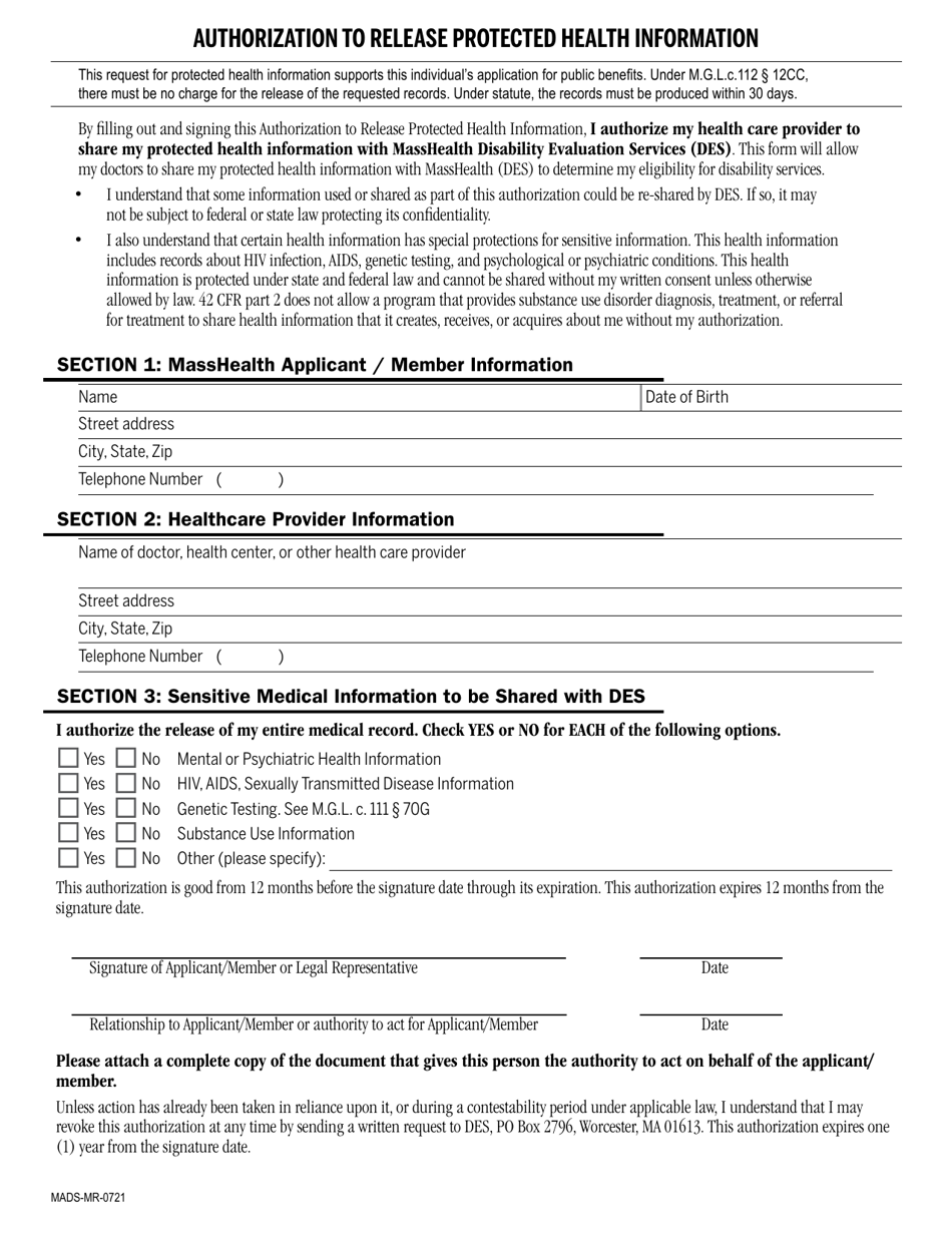 Form MADS-A-MR-COMBO Adult Disability Supplement - Massachusetts, Page 10