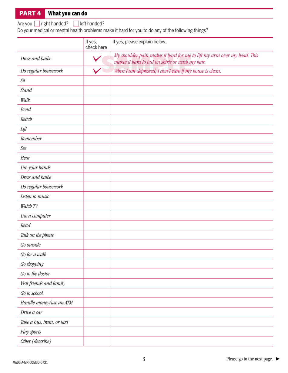 Form MADS-A-MR-COMBO Adult Disability Supplement - Massachusetts, Page 3