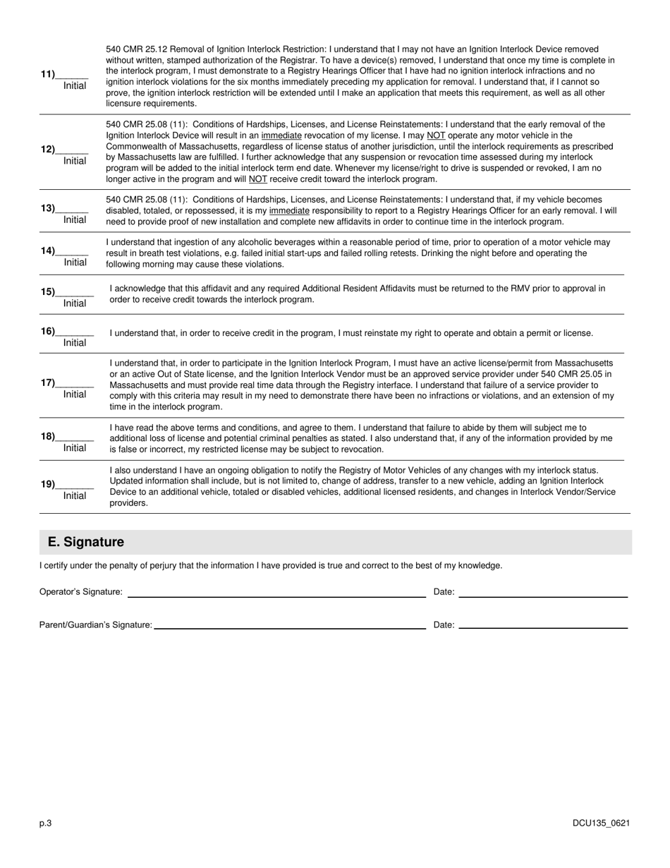 Form DCU135 Download Printable PDF or Fill Online Ignition Interlock
