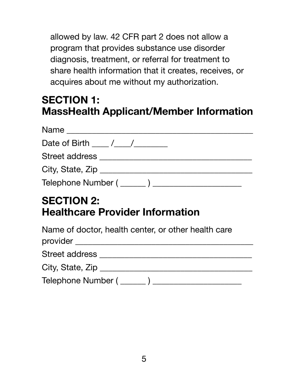 Form MADS-MR-LP Authorization to Release Protected Health Information (Large Print) - Massachusetts, Page 5