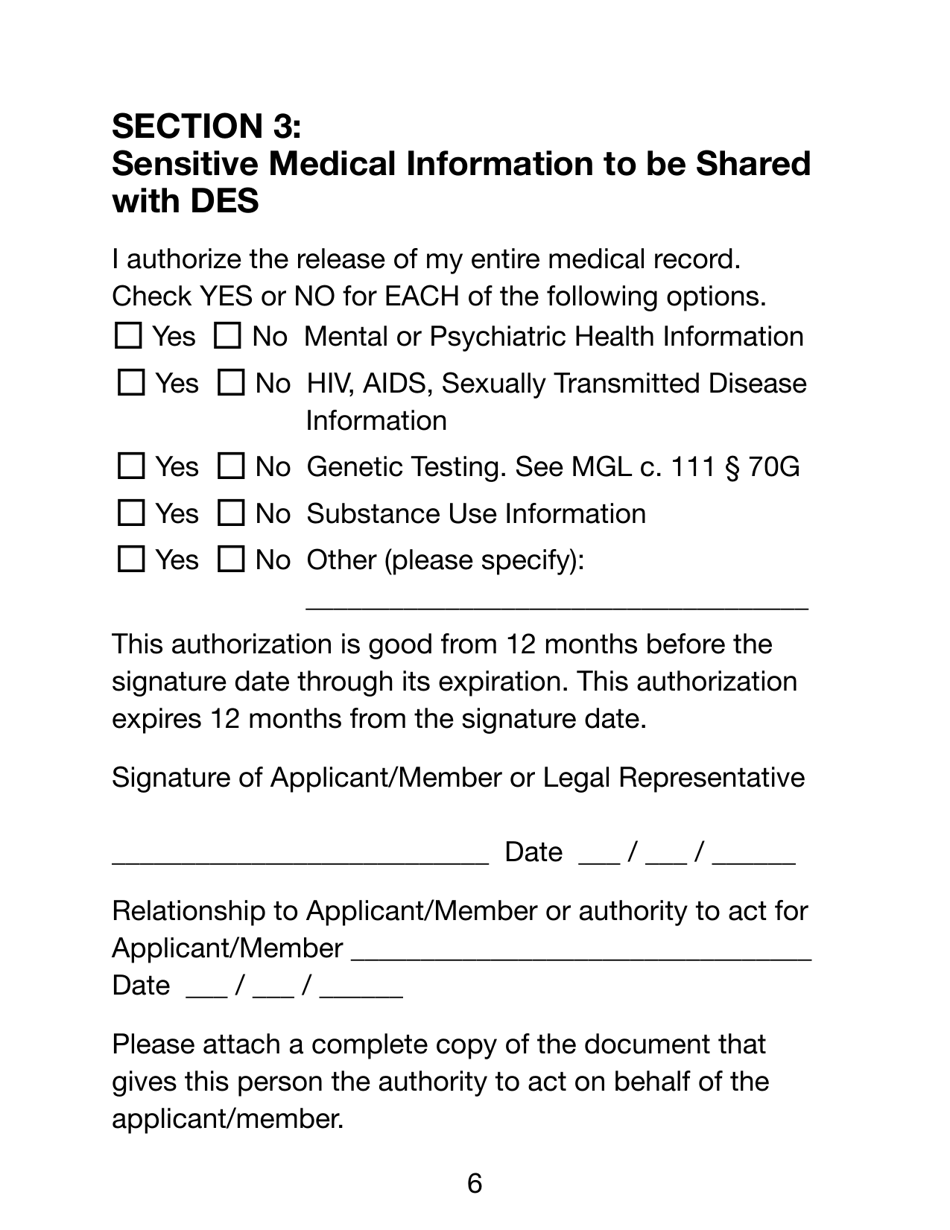 Form MADS-MR-LP Authorization to Release Protected Health Information (Large Print) - Massachusetts, Page 6