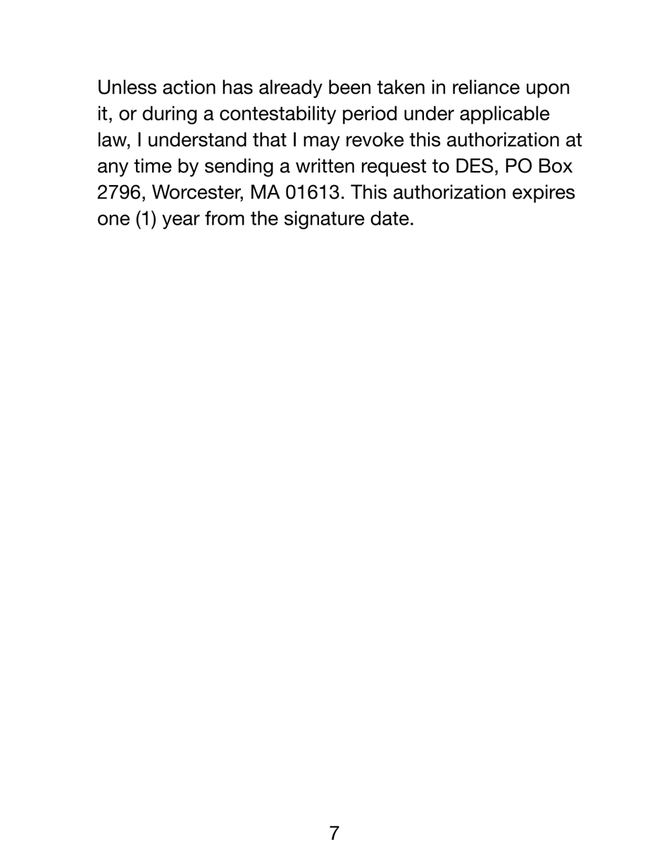 Form MADS-MR-LP Authorization to Release Protected Health Information (Large Print) - Massachusetts, Page 7