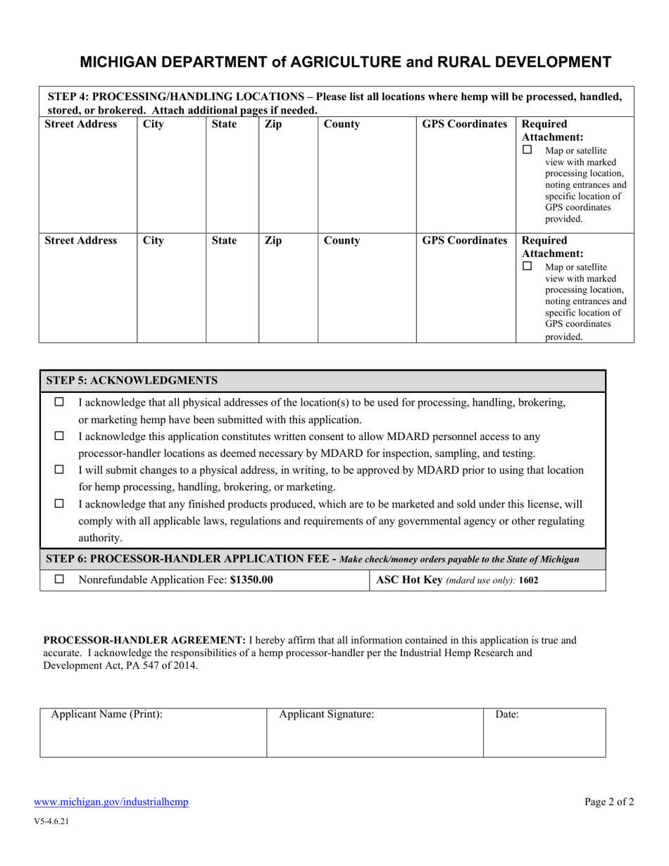 Hemp Processor-Handler License Application - Michigan, Page 4