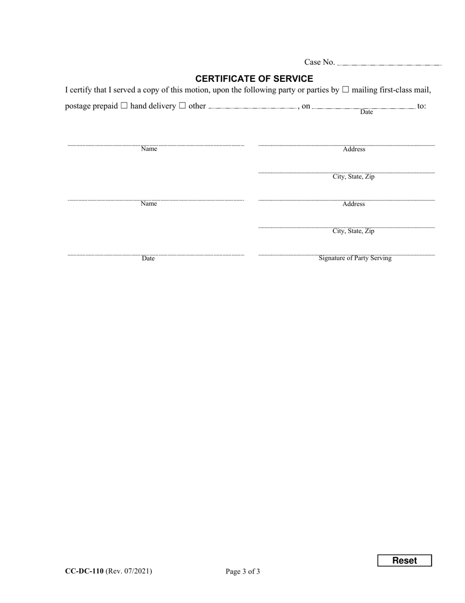 Form CC-DC-110 Motion for Remote Proceeding or to Appear Remotely - Maryland, Page 3