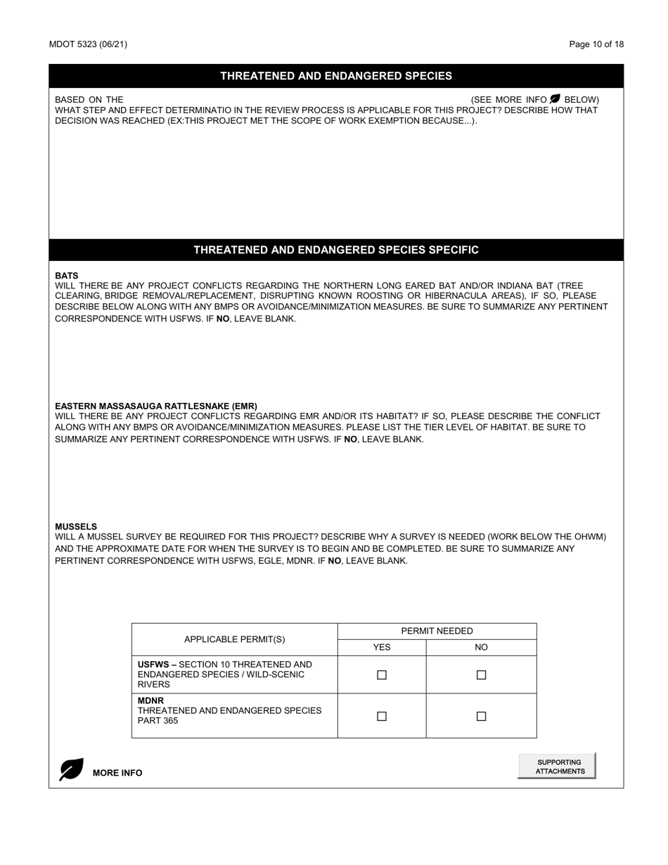 Form MDOT5323 Local Agency Environmental Clearance Form - Michigan, Page 10