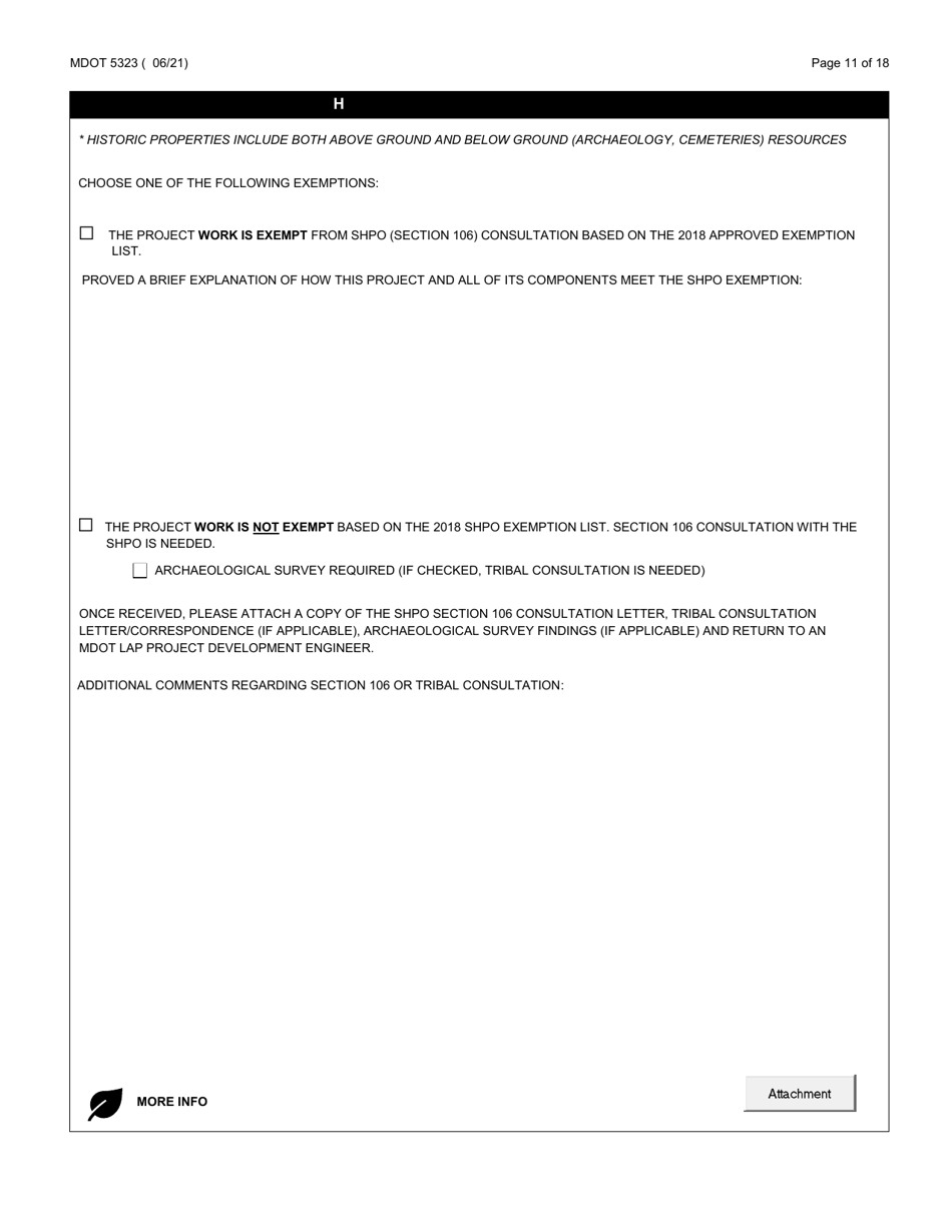 Form MDOT5323 Local Agency Environmental Clearance Form - Michigan, Page 11