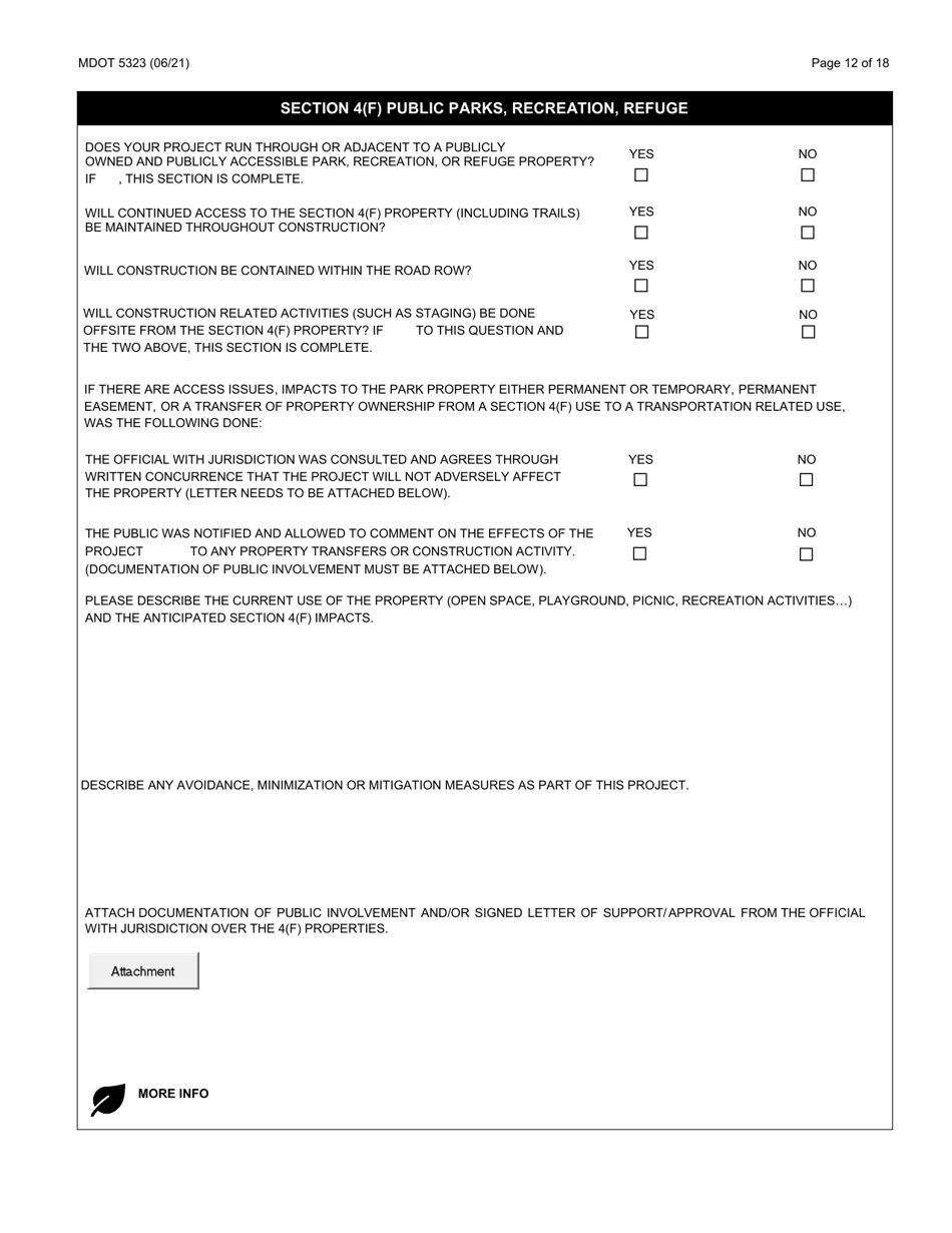Form MDOT5323 Local Agency Environmental Clearance Form - Michigan, Page 12