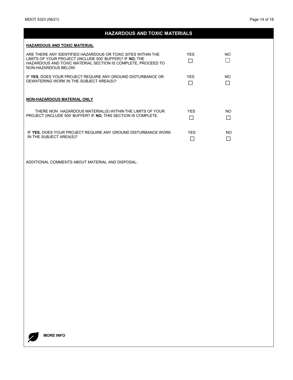 Form MDOT5323 Local Agency Environmental Clearance Form - Michigan, Page 14