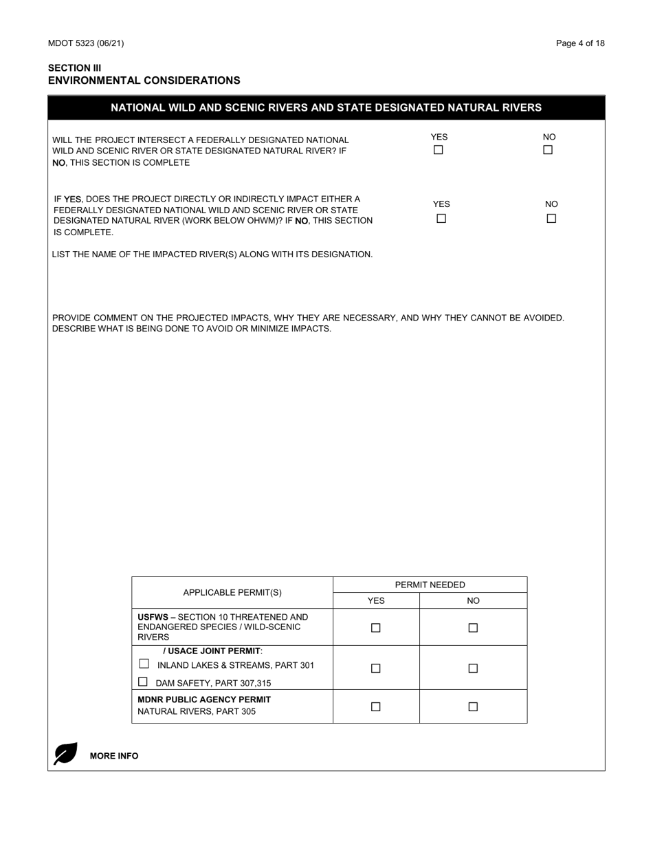 Form MDOT5323 Local Agency Environmental Clearance Form - Michigan, Page 4