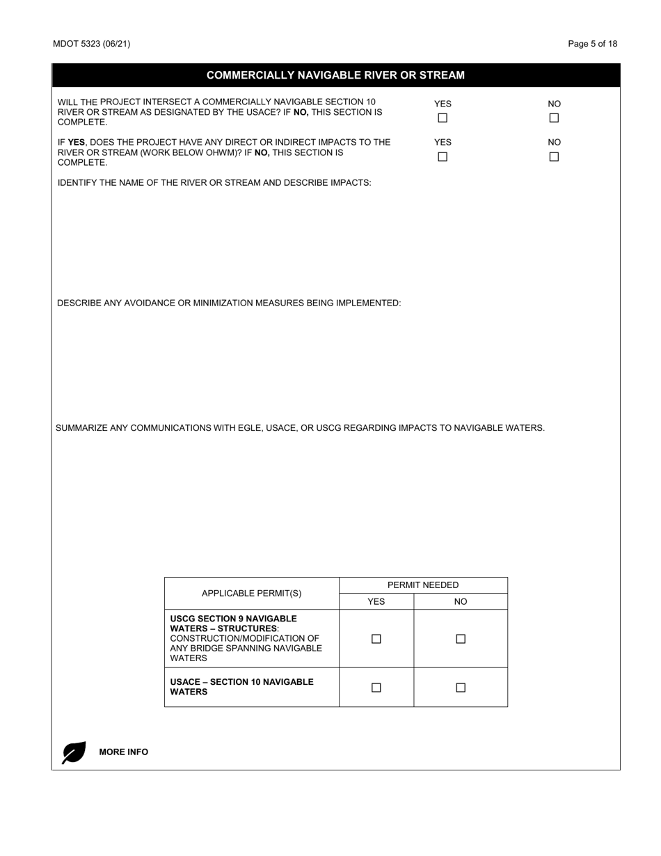 Form MDOT5323 Local Agency Environmental Clearance Form - Michigan, Page 5