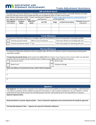 Relocation Allowance Application - Trade Adjustment Assistance - Minnesota, Page 2