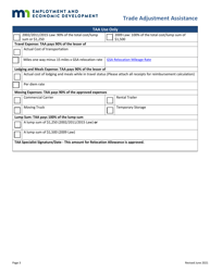 Relocation Allowance Application - Trade Adjustment Assistance - Minnesota, Page 3