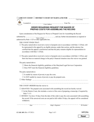 Form CC-DC-091 Request for Waiver of Prepaid Costs for Assembling the Record for an Appeal - Maryland, Page 3