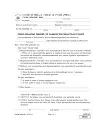 Form CC-DC-092 Request for Waiver of Prepaid Appellate Costs - Maryland, Page 3