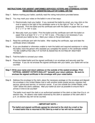 Document preview: Instructions for Absent Uniformed Services Voters and Overseas Voters Receiving an Absentee Ballot by E-Mail or Fax - Michigan