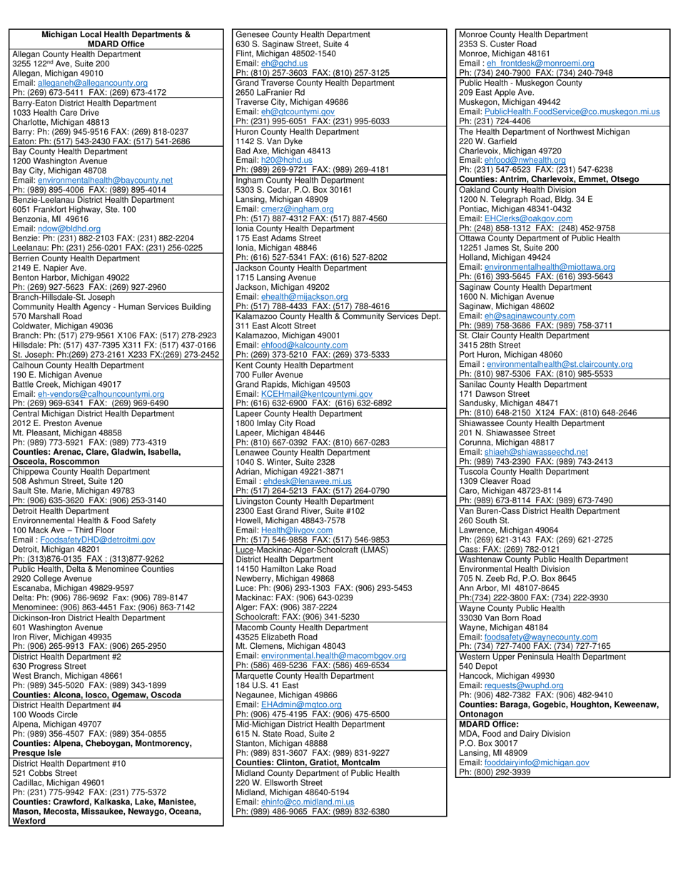 Notification of Intent to Operate a Special Transitory Food Unit (Stfu) - Michigan, Page 2