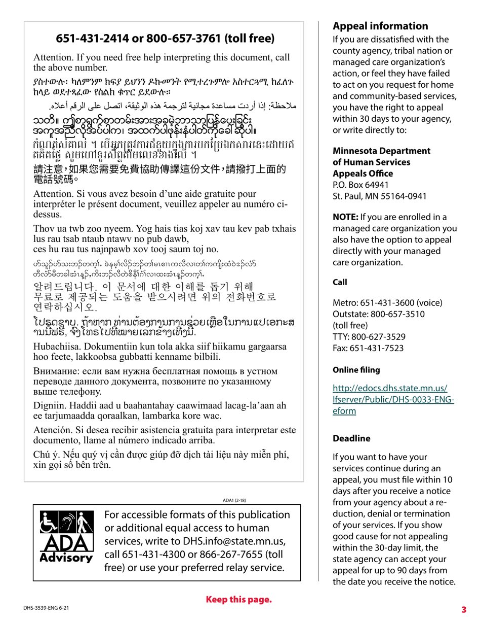 Form DHS-3539-ENG Ryan White Annual Certification - Minnesota, Page 3