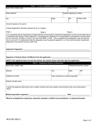 Form BFS-250 Communication Impediment Designation - Michigan, Page 2