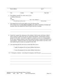 Form FAM1002 Application for Ex Parte Order Regarding Children&#039;s Passports - Minnesota, Page 2