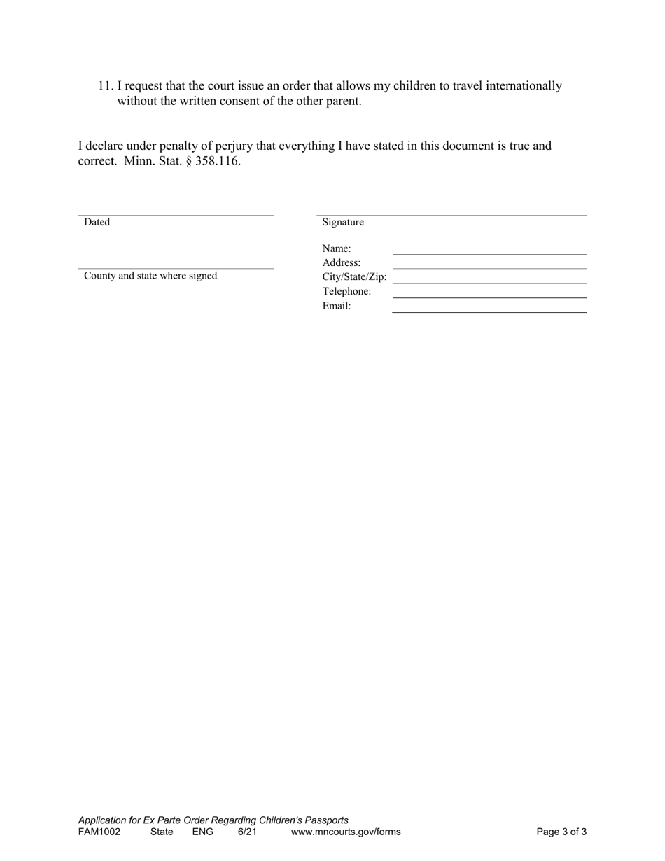 Form FAM1002 - Fill Out, Sign Online and Download Printable PDF ...