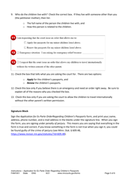 Instructions for Form FAM1002 Application for Ex Parte Order Regarding Children&#039;s Passports - Minnesota, Page 5
