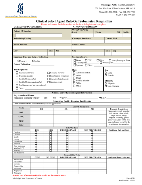 Form 1251  Printable Pdf