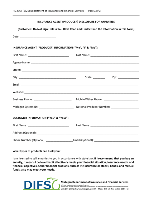 Form FIS2367  Printable Pdf