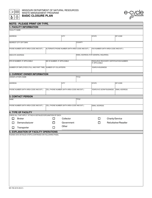 Form MO780-2218  Printable Pdf