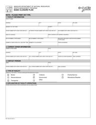 Form MO780-2218 Basic Closure Plan - Missouri
