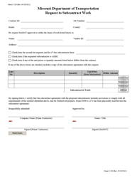 Form C-220 &quot;Request to Subcontract Work&quot; - Missouri