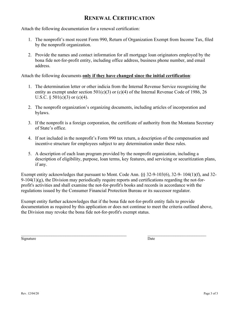 Bona Fide Not-For-Profit bnfp Certification - Montana, Page 3