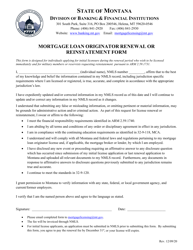 Document preview: Mortgage Loan Originator Renewal or Reinstatement Form - Montana