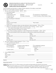 Document preview: Form MODES-9-I Employer Change Request - Missouri