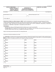 Document preview: Form MC97A Addendum to Protected Personal Identifying Information - Michigan