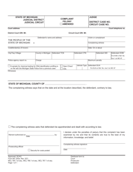 Form MC200W Felony Set, Warrant - Michigan, Page 2