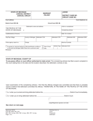 Form MC200W Felony Set, Warrant - Michigan, Page 3