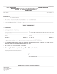 Form PC688 &quot;Order of Investigation and Notice of Hearing on Guardianship of Indian Child&quot; - Michigan