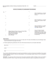 Form PC688 Order of Investigation and Notice of Hearing on Guardianship of Indian Child - Michigan, Page 2