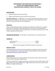 Form VS-DEC Viatical Settlement Broker Declaration Form - Nebraska