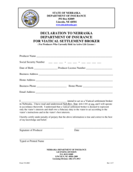 Form VS-DEC Viatical Settlement Broker Declaration Form - Nebraska, Page 3