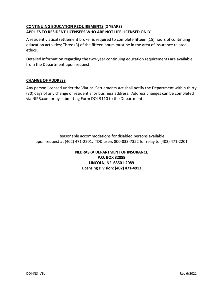 Viatical Settlement Provider / Broker Surety Bond - Nebraska, Page 2