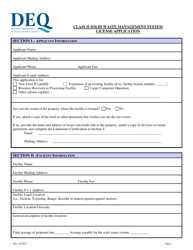 Class II Solid Waste Management System License Application - Montana, Page 2