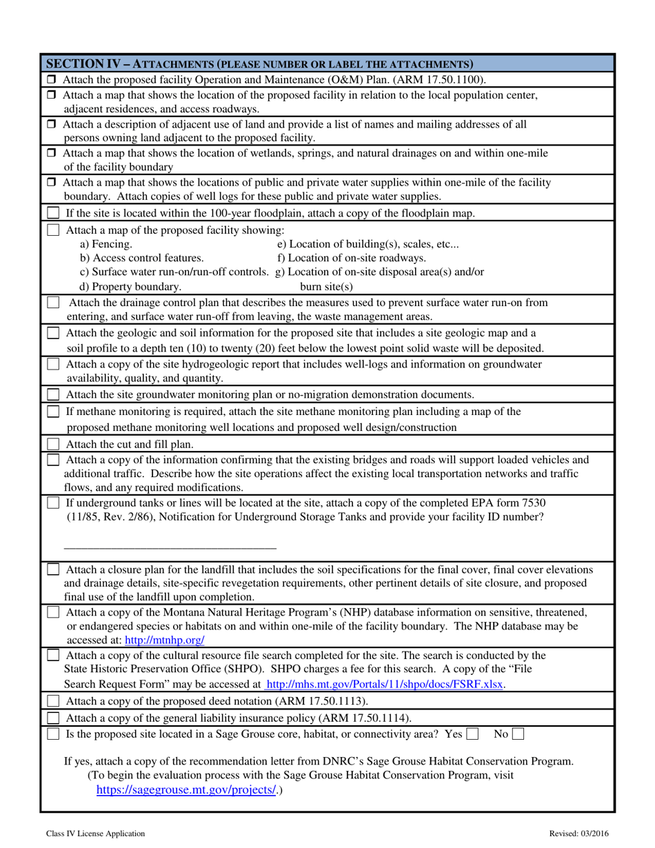 Class IV Solid Waste Management System License Application - Montana, Page 4