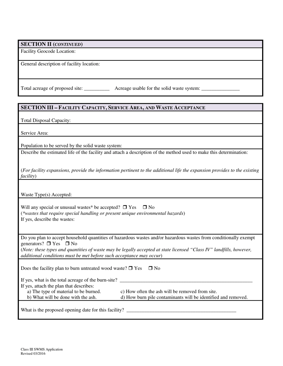 Class Iii Solid Waste Management System License Application - Montana, Page 3